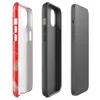 Glossy Red Chaos Splatter MagSafe Tough Case for iPhone — explosive silver and white paint splatters with wild brushstrokes