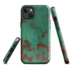 Glossy Patina Copper Weathered MagSafe Tough Case for iPhone — aged copper surface with teal-green verdigris patina