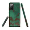 Glossy Patina Copper Corrosion Tough Case for Samsung — aged copper surface with teal verdigris patina and exposed