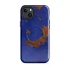 Glossy Rust and Cobalt Storm MagSafe Tough Case for iPhone — cobalt blue painted surface with irregular rust-orange patches
