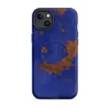 Matte Rust and Cobalt Storm MagSafe Tough Case for iPhone — cobalt blue painted surface with irregular rust-orange patches