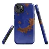 Glossy Rust and Cobalt Storm MagSafe Tough Case for iPhone — cobalt blue painted surface with irregular rust-orange patches