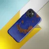 Glossy Rust and Cobalt Storm MagSafe Tough Case for iPhone — cobalt blue painted surface with irregular rust-orange patches