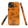 Glossy Rustic Orange Rust Texture MagSafe Tough Case for iPhone — cracked orange paint peeling away to reveal dark brown