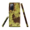 Glossy Rusted Decay Industrial Tough Case for Samsung — peeling olive and gold paint revealing deep rust-red corroded metal