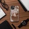 Glossy Rust and Ruin MagSafe Tough Case for iPhone — close-up texture of deep rust-brown oxidized metal beneath cracked