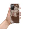 Glossy Rusted Iron Decay Tough Case for Samsung — close-up of heavily rusted iron with crumbling white paint peeling away