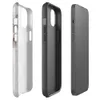 Glossy Rusted White Peeling Metal MagSafe Tough Case for iPhone — peeling white paint revealing steel-grey primer and rust