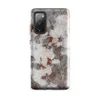 Glossy Rusted Iron Industrial Tough Case for Samsung — peeling white paint over heavily rusted steel with orange corrosion