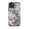 Matte Rusted Iron Peeling Paint MagSafe Tough Case for iPhone — peeling white paint over rust-streaked aged metal surface