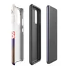 Glossy Sector 4B Rusted Rebellion Tough Case for Samsung — weathered tricolor metal surface with peeling white paint, bold