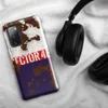 Glossy Sector 4B Rusted Rebellion Tough Case for Samsung — weathered tricolor metal surface with peeling white paint, bold