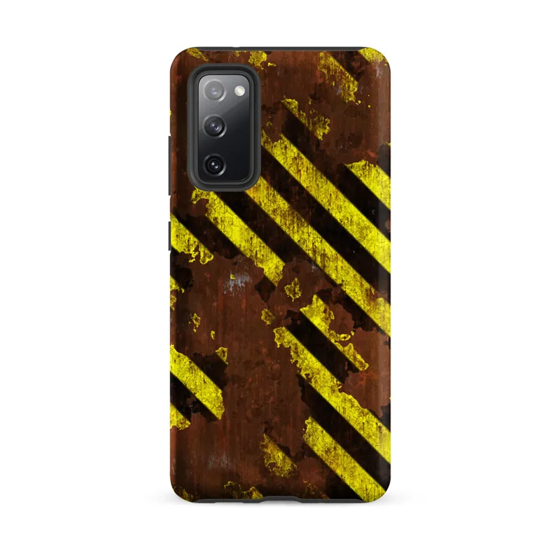 Matte Hazard Zone Rusted Steel Tough Case for Samsung — rusted red metal surface covered in chipped and peeling yellow