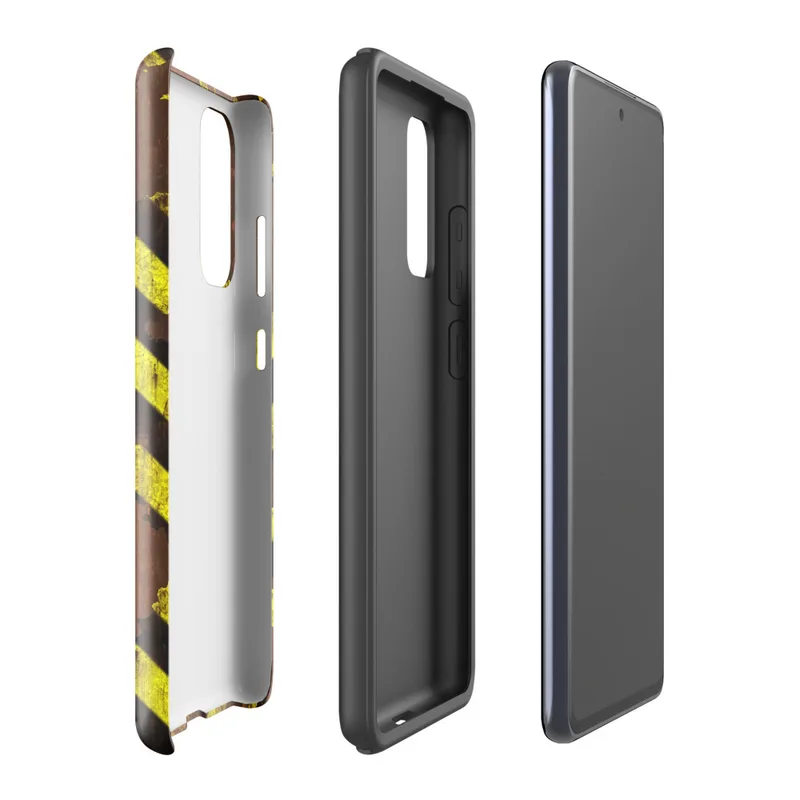 Glossy Hazard Zone Rusted Steel Tough Case for Samsung — rusted red metal surface covered in chipped and peeling yellow