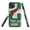 Glossy Rusted First Aid MagSafe Tough Case for iPhone — weathered first aid box sign with white cross on cracked green paint