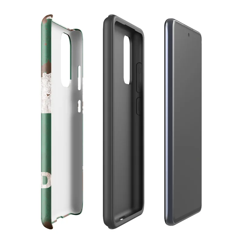 Glossy Rusted First Aid Tough Case for Samsung — weathered teal green first aid box sign with white cross over chipped paint