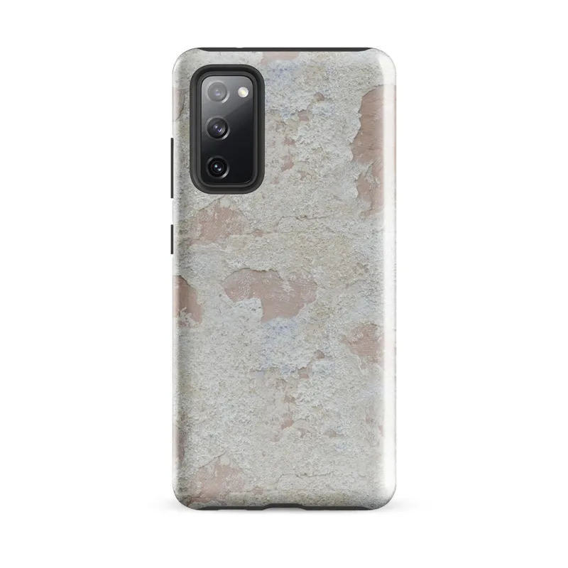 Glossy Ancient Plaster Wall Tough Case for Samsung — close-up of weathered plaster wall with peeling chalky white layers