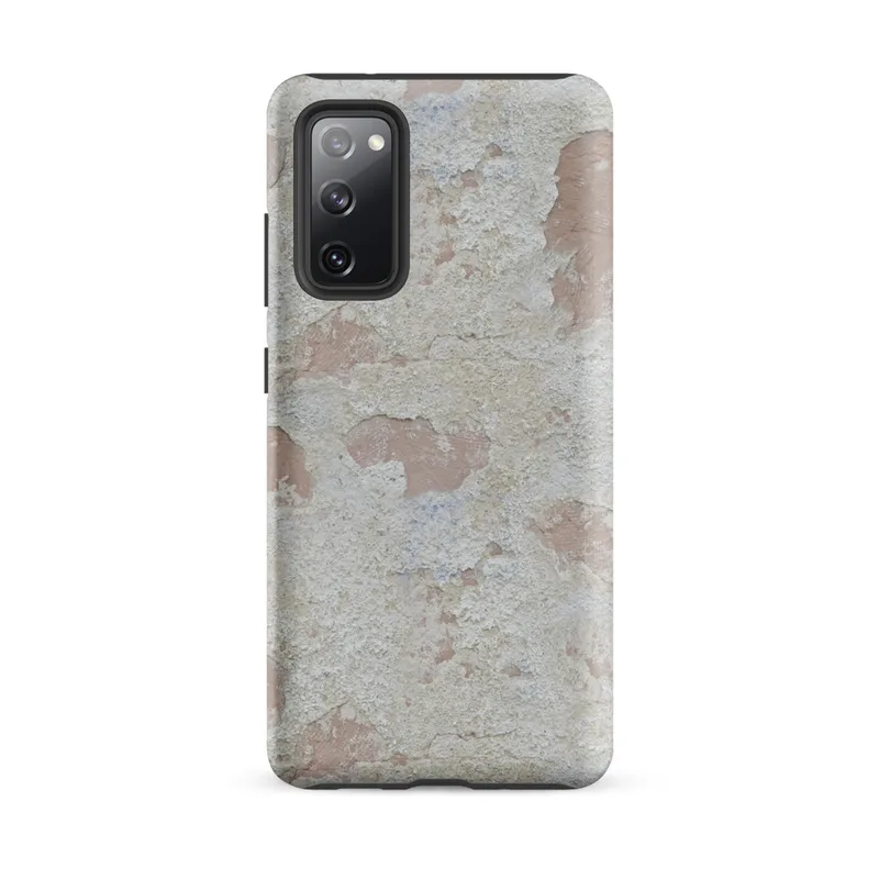 Matte Ancient Plaster Wall Tough Case for Samsung — close-up of weathered plaster wall with peeling chalky white layers
