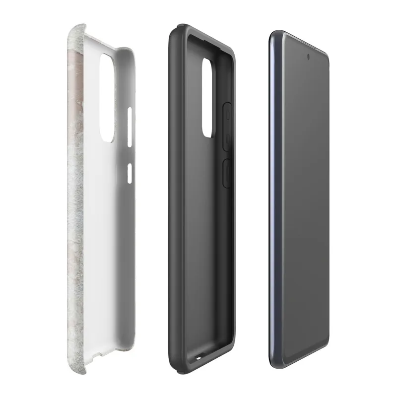 Glossy Ancient Plaster Wall Tough Case for Samsung — close-up of weathered plaster wall with peeling chalky white layers