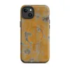 Matte Urban Decay Weathered Wall MagSafe Tough Case for iPhone — peeling amber and orange paint revealing gray plaster