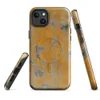 Glossy Urban Decay Weathered Wall MagSafe Tough Case for iPhone — peeling amber and orange paint revealing gray plaster