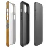 Glossy Urban Decay Weathered Wall MagSafe Tough Case for iPhone — peeling amber and orange paint revealing gray plaster