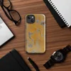 Glossy Urban Decay Weathered Wall MagSafe Tough Case for iPhone — peeling amber and orange paint revealing gray plaster