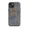 Matte Urban Decay Peeling Paint MagSafe Tough Case for iPhone — peeling slate blue paint revealing sandy primer