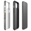 Glossy Urban Decay Peeling Paint MagSafe Tough Case for iPhone — peeling slate blue paint revealing sandy primer