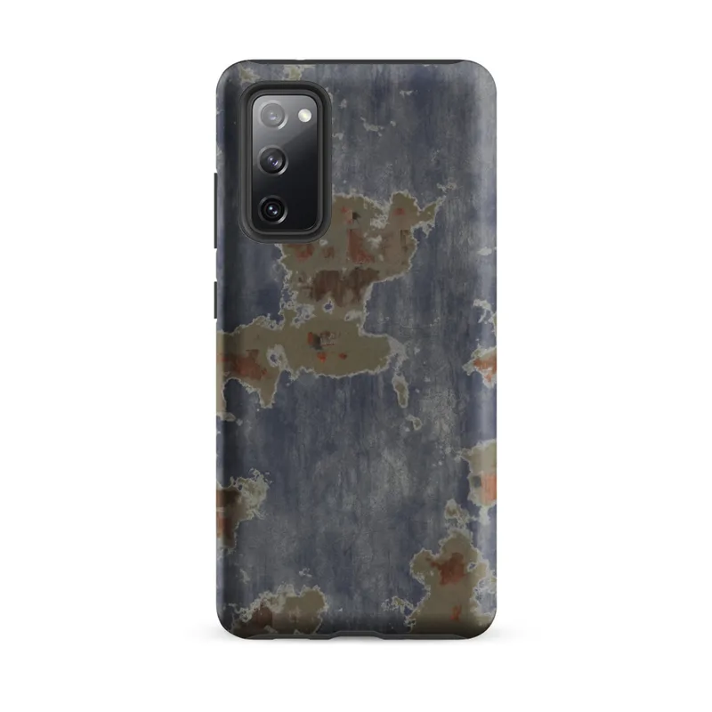 Matte Urban Decay Peeling Paint Tough Case for Samsung — peeling steel-blue paint revealing sandy plaster and rust-red brick