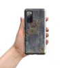 Glossy Urban Decay Peeling Paint Tough Case for Samsung — peeling steel-blue paint revealing sandy plaster and rust-red