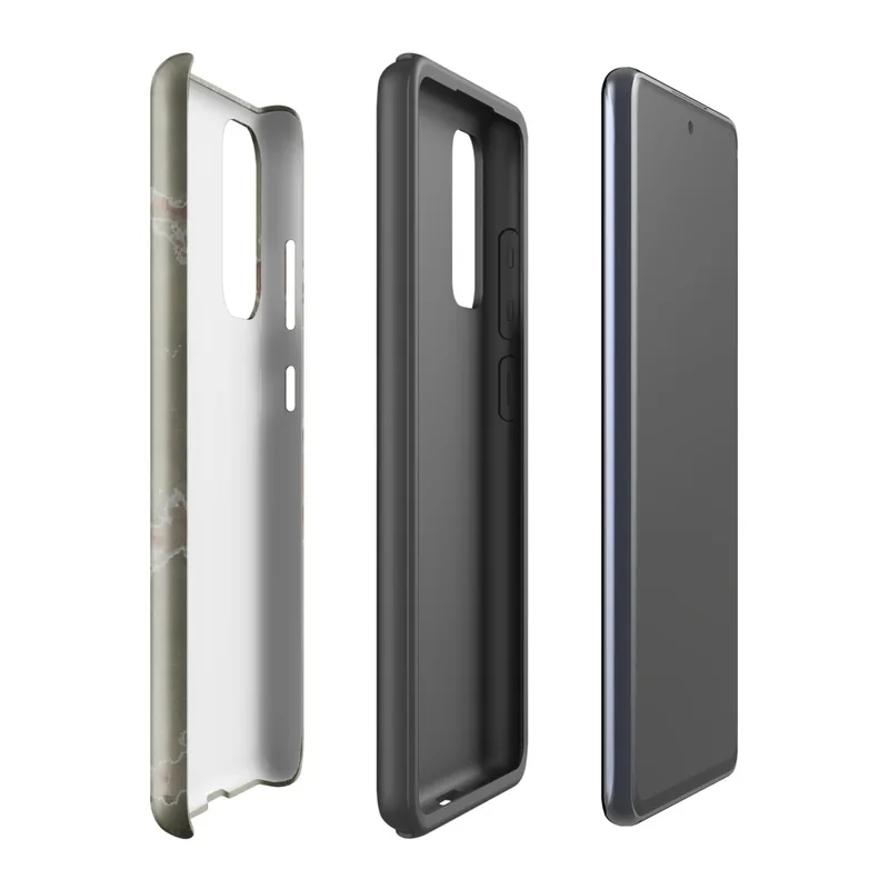 Glossy Weathered Wall Ruins Tough Case for Samsung — peeling sage green plaster wall with patches of exposed terracotta