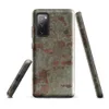 Glossy Weathered Brick Plaster Wall Tough Case for Samsung — peeling sage green plaster revealing aged red brick beneath