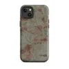 Matte Crumbling Plaster Urban Wall MagSafe Tough Case for iPhone — aged plaster wall with crumbling sage green stucco