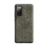 Matte Weathered War Paint Tough Case for Samsung — aged military steel surface with streaked olive green paint, flaking