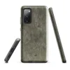 Glossy Weathered War Paint Tough Case for Samsung — aged military steel surface with streaked olive green paint, flaking