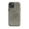 Glossy Weathered Olive Rust Field MagSafe Tough Case for iPhone — aged olive drab metal surface with peeling paint, rust