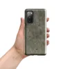 Glossy Weathered War Paint Tough Case for Samsung — aged military steel surface with streaked olive green paint, flaking