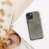 Glossy Weathered Olive Rust Field MagSafe Tough Case for iPhone — aged olive drab metal surface with peeling paint, rust