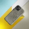 Glossy Weathered Olive Rust Field MagSafe Tough Case for iPhone — aged olive drab metal surface with peeling paint, rust