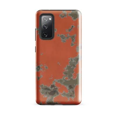 peeling orange plaster wall revealing muted gray stone and rusted brown layers beneath, photographically detailed texture on Glossy Peeling Paint Urban Decay Tough Case for Samsung - default - Front view