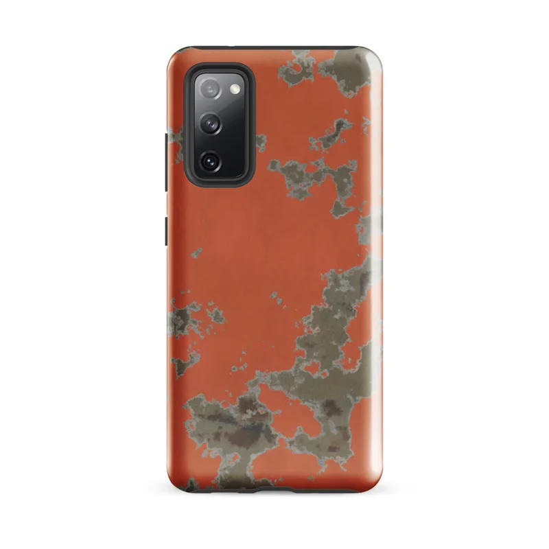 Glossy Peeling Paint Urban Decay Tough Case for Samsung — peeling orange plaster wall revealing muted gray stone and rusted