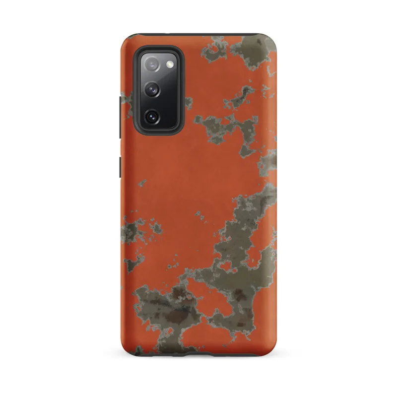Matte Peeling Paint Urban Decay Tough Case for Samsung — peeling orange plaster wall revealing muted gray stone and rusted