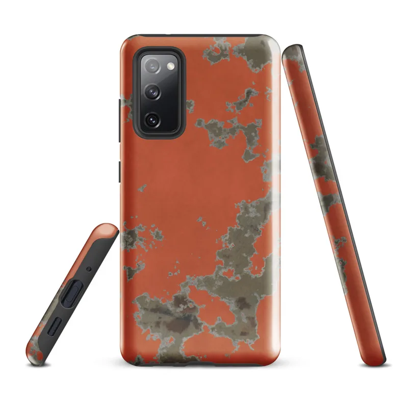 Glossy Peeling Paint Urban Decay Tough Case for Samsung — peeling orange plaster wall revealing muted gray stone and rusted