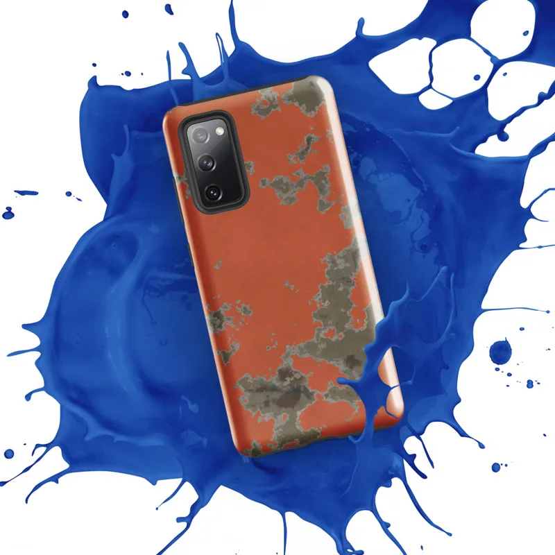 Glossy Peeling Paint Urban Decay Tough Case for Samsung — peeling orange plaster wall revealing muted gray stone and rusted