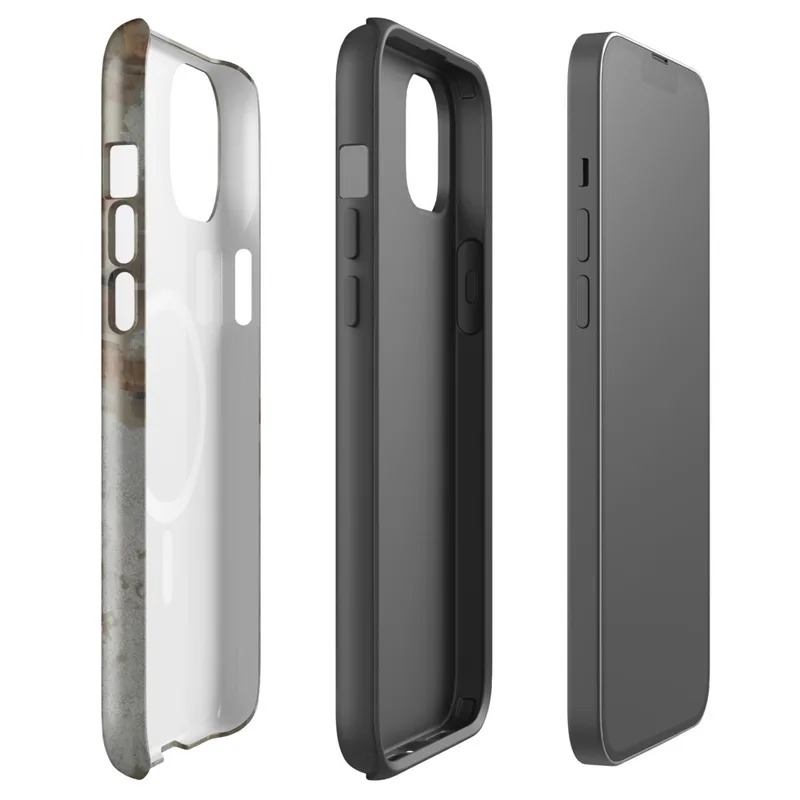 Glossy Weathered Concrete Urban Edge MagSafe Tough Case for iPhone — weathered concrete surface with peeling plaster