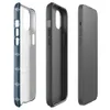 Glossy Solar Power MagSafe Tough Case for iPhone — repeating grid of deep navy and teal solar photovoltaic cells framed