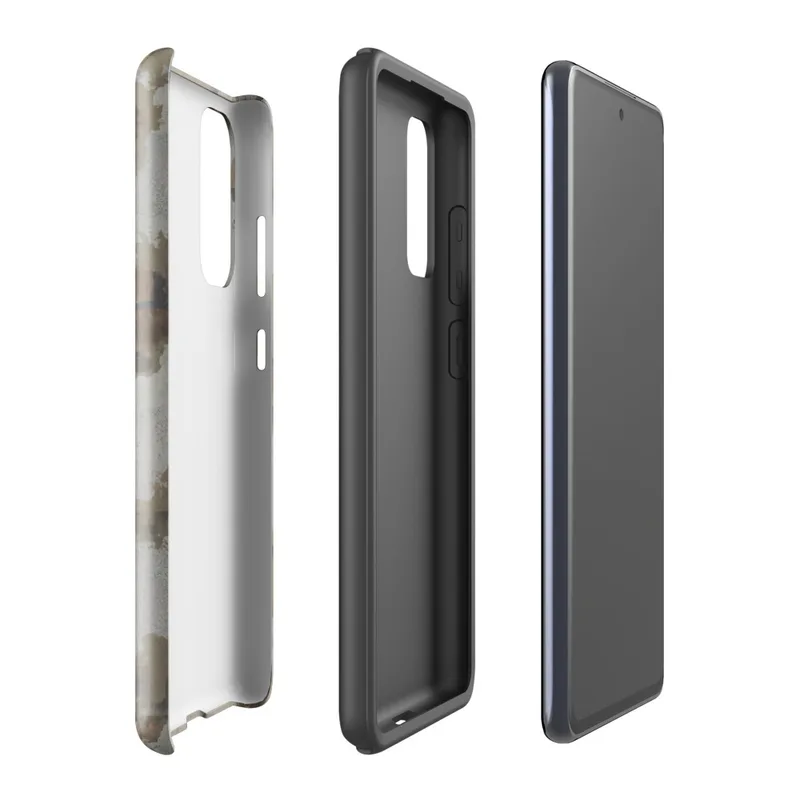 Glossy Weathered Brick Wall Tough Case for Samsung — crumbling plaster wall revealing aged rustic bricks in earthy rust