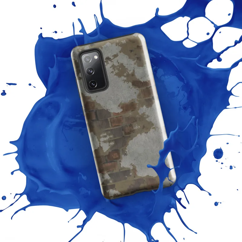 Glossy Weathered Brick Wall Tough Case for Samsung — crumbling plaster wall revealing aged rustic bricks in earthy rust