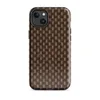 Glossy Woven Basketweave Texture MagSafe Tough Case for iPhone — tightly woven basket weave pattern in dark espresso brown